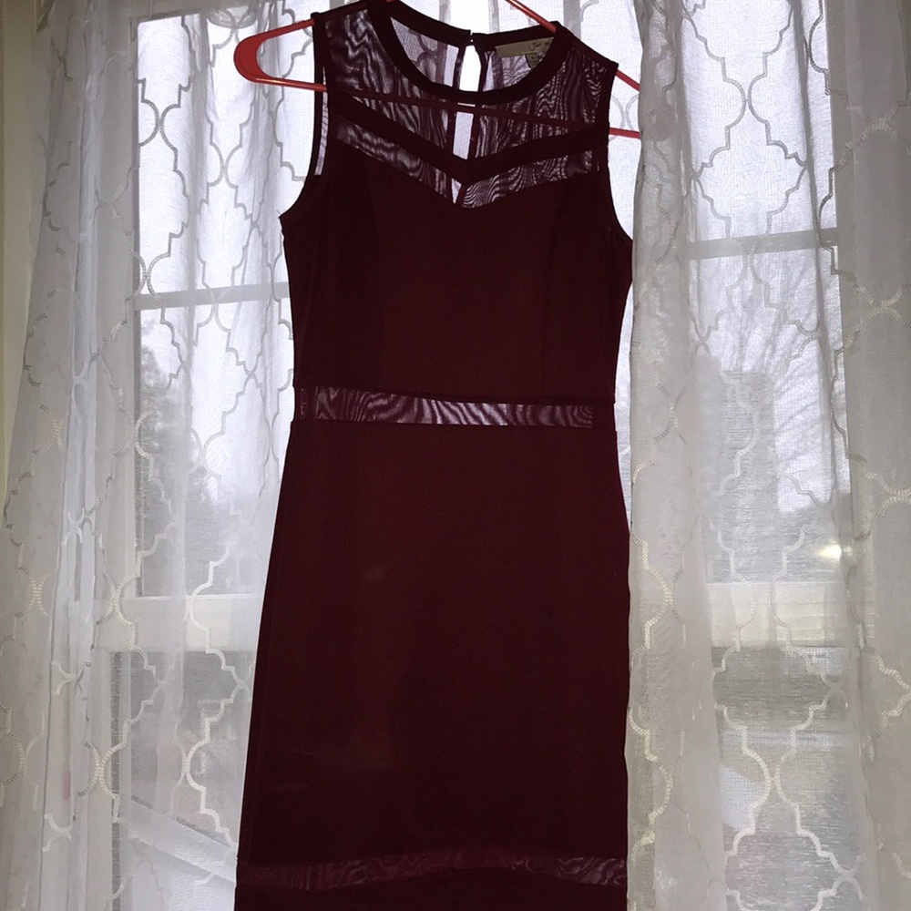 Maroon Sleeveless Cutout Dress